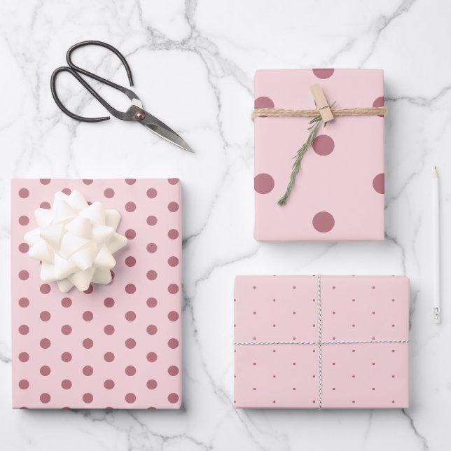 Elegantes weiches Polka Dot Geschenkpapier (Vorderseite)