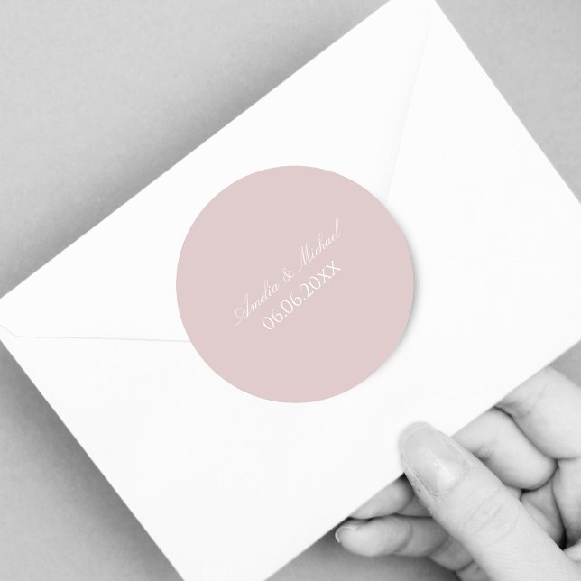 Elegantes Weichrosa Save the Date Runder Aufkleber (Von Creator hochgeladen)