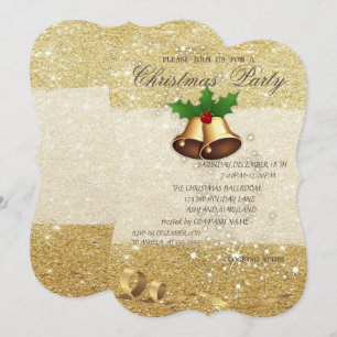 Elegantes Weihnachten Bell, Glittery, Einladung