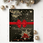 Elegantes Weihnachten Bell, Kerzen, roter Bogen<br><div class="desc">Elegante Imitatgoldweihnachtsglocke,  Schneeflocke,  rote Kerzen und Bogen auf schwarzem glänzendem Hintergrund.</div>