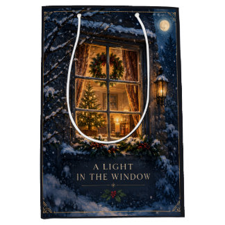 Elegantes Weihnachten, gemütliches Licht im Winter Mittlere Geschenktüte