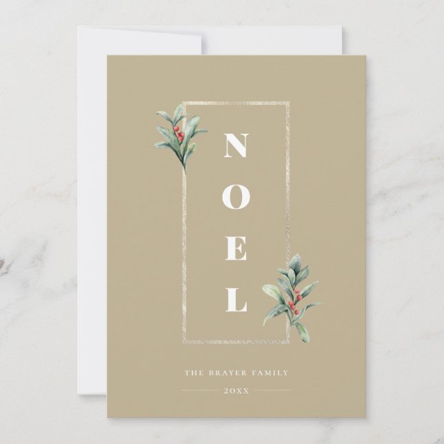 Elegantes WEIHNACHTEN Gold Winter Berry Frame Foto (Vorderseite)