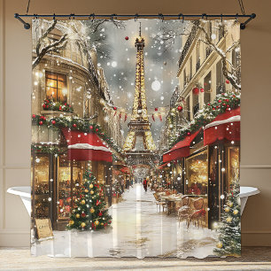 Elegantes Weihnachten in Paris Urlaub Duschvorhang