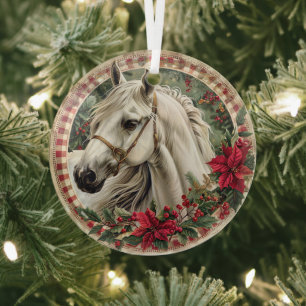 Elegantes Weihnachten mit Pferden  Ornament Aus Glas
