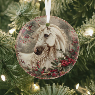 Elegantes Weihnachten mit Pferden  Ornament Aus Glas