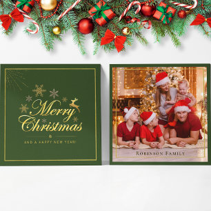 Elegantes weihnachtliches Green Gold Doppelseitige Mitteilungskarte
