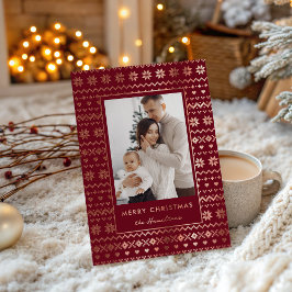 Elegantes Weihnachts-Cozy-Nordic-Pullovermuster Folien Feiertagskarte