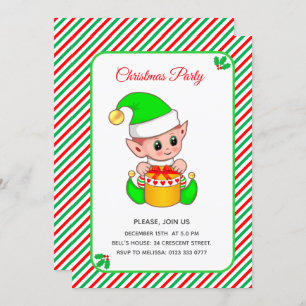 Elegantes Weihnachts-Elf-Party Einladung