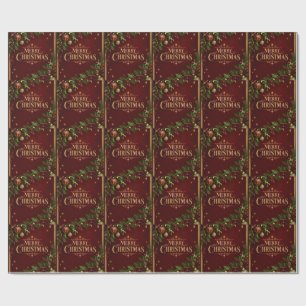 Elegantes Weihnachts-Erbe, Vintage-Botanik neu Geschenkpapier