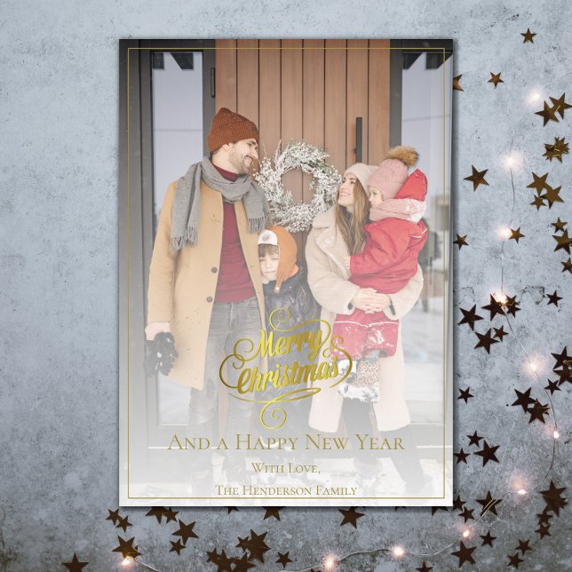 Elegantes Weihnachts-Foto | Gold Feiertagskarte (Gold Elegant Christmas Photo Holiday Card)