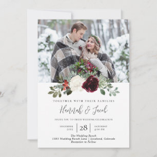 Elegantes Weihnachts-Foto Hochzeit Einladung