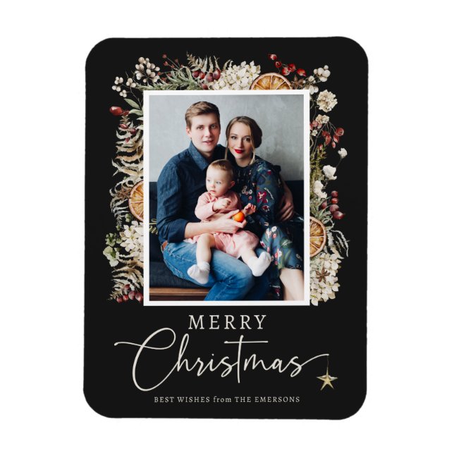 Elegantes Weihnachts-Foto Magnet (Vertikal)