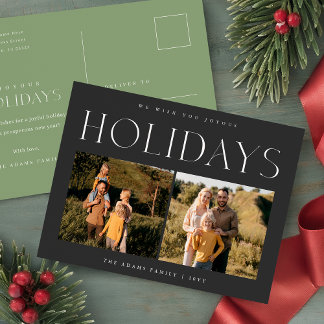 Elegantes Weihnachts-Foto | Moderner Familienurlau Postkarte