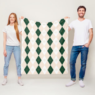Elegantes Weihnachts-Harlequin-Muster mit Schneefl Fleecedecke
