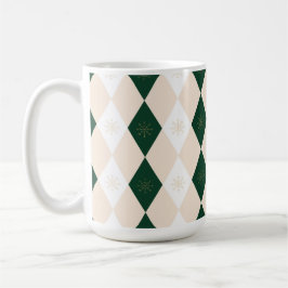 Elegantes Weihnachts-Harlequin-Muster mit Schneefl Kaffeetasse