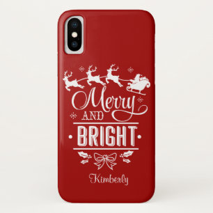 Elegantes Weihnachts-MERRY und BRIGHT Script Monog Case-Mate iPhone Hülle