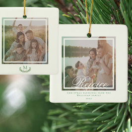 Elegantes Weihnachts-Monogramm-Foto Holiday Keramikornament