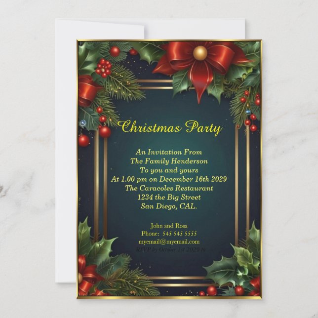 Elegantes Weihnachts-Party baubelt Roten Urlaub Einladung (Vorderseite)