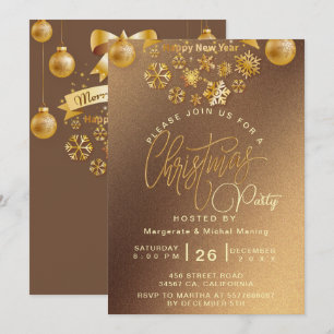 Elegantes Weihnachts-Party Gold schimmernde Lichte Einladung