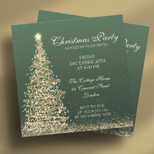 Elegantes Weihnachts-Party Green Einladung