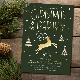 Elegantes Weihnachts-Party Grüne Goldene Foil Einl Folien Feiertagskarte