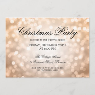 Elegantes Weihnachts-Party Kupfer Glitzer Lights Einladung