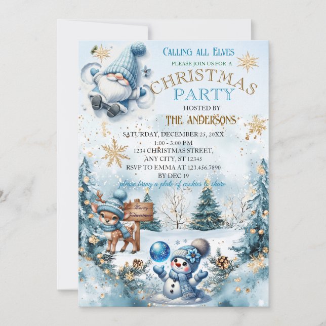 Elegantes Weihnachts-Party Modernes Einladung (Vorderseite)