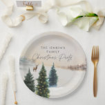 Elegantes Weihnachts-Party Paper Teller<br><div class="desc">Elegante Winter Wald Aquarellpapier Teller. Entworfen mit Aquarellkiefern und Schnee. Klicken Sie auf Personalisieren,  um den gesamten Text zu bearbeiten. Passende Artikel in unserem Shop Cava Party Design.</div>