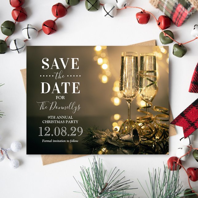 Elegantes Weihnachts-Party Save the Date Ankündigungspostkarte (Von Creator hochgeladen)
