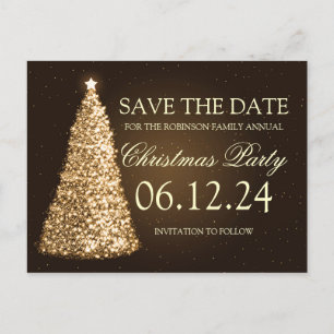 Elegantes Weihnachts-Party Save the Date Gold Brow Ankündigungspostkarte