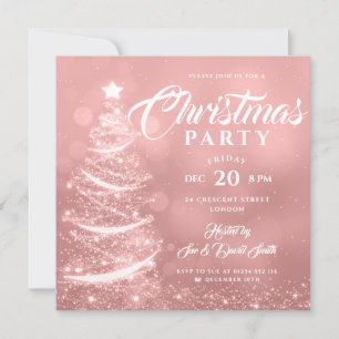 Elegantes Weihnachts-Party Sparkle Rose Einladung