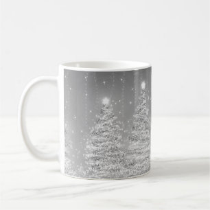 Elegantes Weihnachts-Party Sparkling Bäume Silber Kaffeetasse
