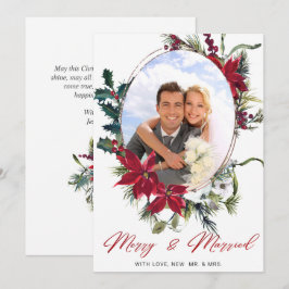 Elegantes Weihnachts-Poinsettia Foto Gruß Feiertagskarte