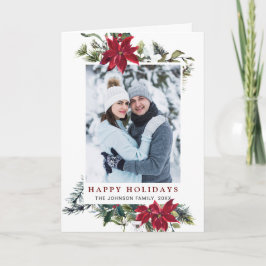 Elegantes Weihnachts-Poinsettia Foto Gruß Feiertagskarte