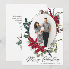 Elegantes Weihnachts-Poinsettia Foto Gruß Feiertagskarte