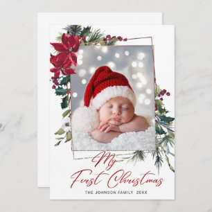 Elegantes Weihnachts-Poinsettia Foto Gruß Feiertagskarte