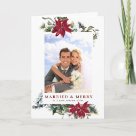 Elegantes Weihnachts-Poinsettia Foto Gruß Feiertagskarte
