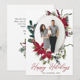 Elegantes Weihnachts-Poinsettia Foto Gruß Feiertagskarte