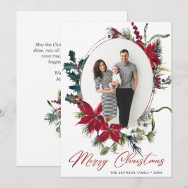 Elegantes Weihnachts-Poinsettia Foto Gruß Feiertagskarte