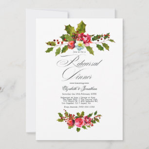 Elegantes Weihnachts-Probier-Dinner mit Stechpalme Einladung