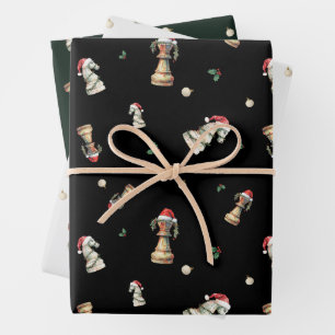 Elegantes Weihnachts-Schach-Wrap-Papier Geschenkpapier Set