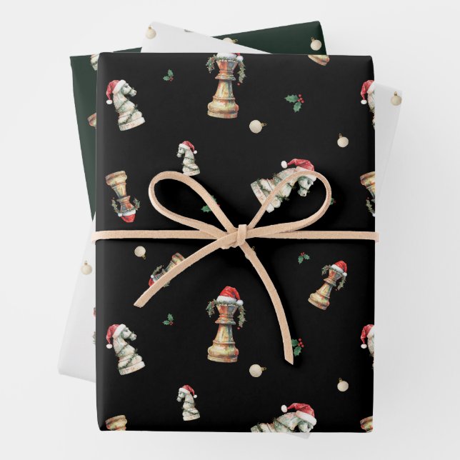 Elegantes Weihnachts-Schach-Wrap-Papier Geschenkpapier Set (Beispiel)