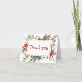 Elegantes Weihnachts-Winter-Rotes Gold-Brautparty Dankeskarte