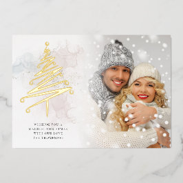 Elegantes Weihnachtsbaum Foto Folien Feiertagskarte