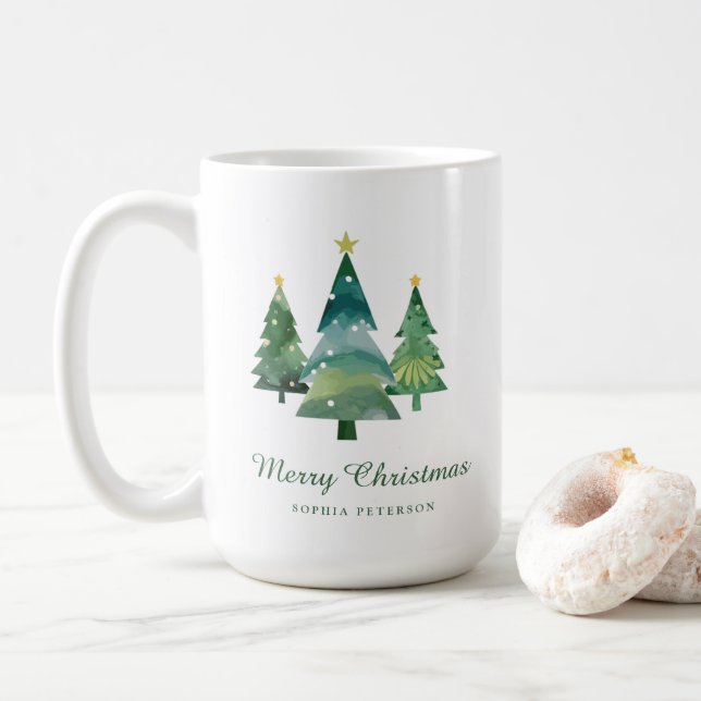 Elegantes Weihnachtsbaum Foto Geschenk Kaffeetasse (Mit Donut)
