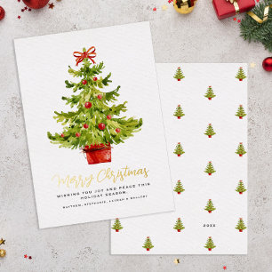 Elegantes Weihnachtsbaum Gold Script Folien Feiertagskarte