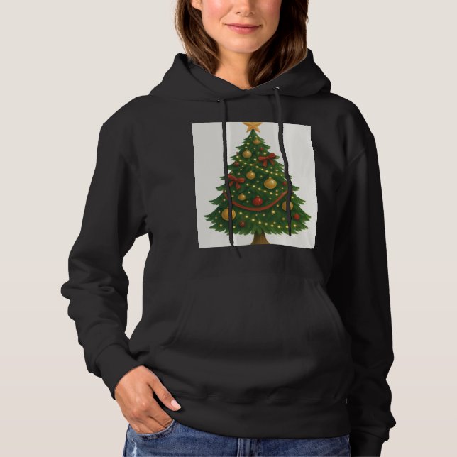 Elegantes Weihnachtsbaum Hoodie für Frauen | festl (Vorderseite)