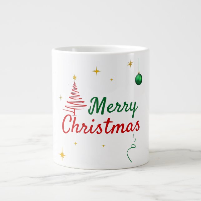 Elegantes Weihnachtsbaumdesign Jumbo-Tasse (Vorderseite)