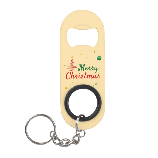Elegantes Weihnachtsbaumdesign Mini Flaschenöffner (Vorderseite)
