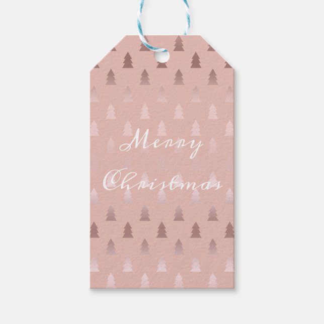 Elegantes Weihnachtsbaummuster aus Rose und Rosa Geschenkanhänger (Vorderseite)